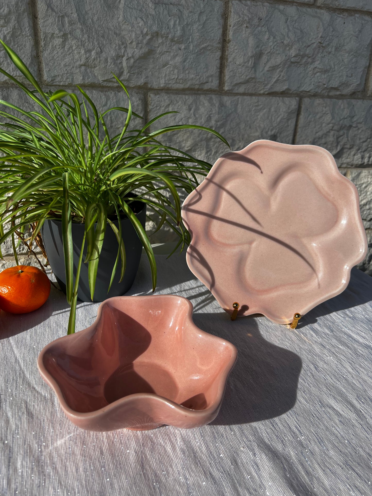 Bol en céramique Florea rose (2 pièces)